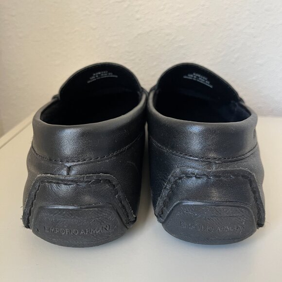 Emporio Armani Men\'s Black Leather Driver Loafers Shoes Size 8 main image 5